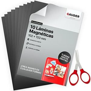 GAUDER Láminas Magnéticas Autoadhesivas | Hojas Magnéticas | Papel Magnético para fotos y más (10 piezas)
