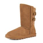 DREAM PAIRS Women's Mid Calf Fashion Buckle Winter Snow Boots,Size 9, Chesnut,SWEATY-BUCKLE