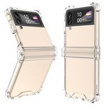 SQMCase Designed for Galaxy Z Flip 4 Case with Hinge Protection,Samsung Flip 4 Full Cover Shockproof Slim Phone Protection Case Clear for Z Flip 4 5G(2023)-Clear