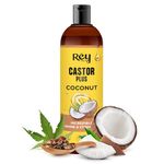Rey Naturals Premixed cold-pressed Castor Plus Coconut Hair oil | Adds Incredible Shine And Strength To Hair | Moisturize Dry Hair, Scalp & Skin | Suitable for Men & Women 200 ml