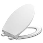 Toilet Seat Elongated, Slow Soft Quiet Close, No Wiggle Never Loosen,Easy to Install and Clean, Fits All America Standard Toilets,Thicken Engineering Plastic-White