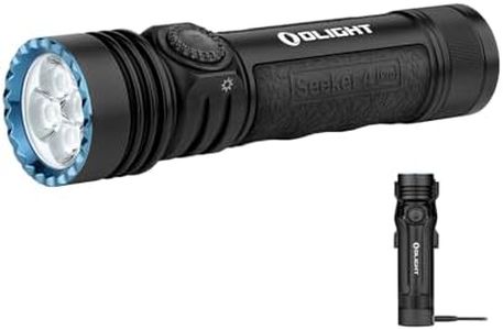 OLIGHT Seeker 4 Pro Rechargeable Flashlights, 4600 Lumens High Powerful Bright Light with USB C Holster, Waterproof IPX8 for Emergencies, Camping, Searching (Matte Black Cool White)