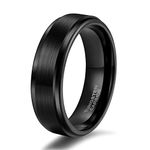 6mm Men Tungsten Wedding Ring Engagement Band Black Brush Finish Heavy Comfort Fit Size 7