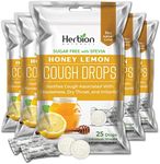 Herbion Naturals Cough Drops with Natural Honey Lemon Flavor, Sugar-Free with Stevia, Dietary Supplement, Soothes Cough, for Adults and Children Over 6 Years, 25 Drops - 5 Packs (125 Lozenges)