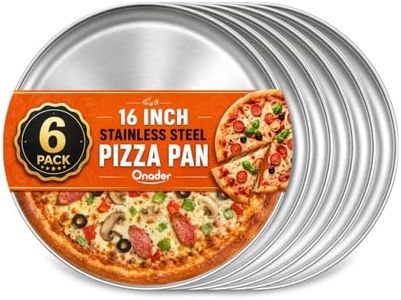 Onader 16 Inch Large Pizza Pan, 6 Pack Stainless Steel Pizza Tray for Oven