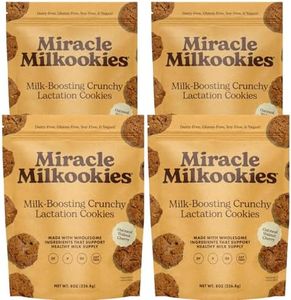 Miracle Mama Milkookies-Lactation Cookies, Oatmeal Walnut Cherry– Dairy-Free, Soy-Free, Gluten-Free, Vegan–Support Milk Supply with Oats, Flaxseed & Brewer’s Yeast–Snack for Mom- Pack of 4, 8 oz Bags