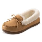 RockDove Women's Caroline Glittered Moccasin Slipper, Size 9 US Women, Sand