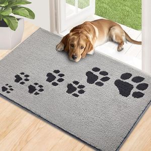 Timo Door Mat Indoor, 20"x32" Dog Mats for Muddy Paws Super Absorbent, Low-Profile Entryway Rug with Non-Slip Backing, Washable Dirty Trapper Inside Entrance Doormat for Shoes, Light Grey