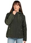 ELLIPSE Nylon Full Sleeves Regular Fit Fashionable & Stylish Winter Waterproof Jakcet With Hoodie For Women's (Size - XL, Pistol Green)