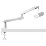 IXTECH White Microphone Boom Arm Stand Low Profile Boom Arm Adjustable Mic Stand with Built In Cable Management 360° Swivel Mic Arm LIZARD WHITE Model