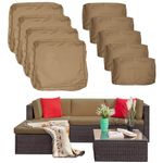 ClawsCover 9Pack Outdoor Seat and Back Cushions Replacement Covers Fit for 5 Pieces 4-Seater Wicker Rattan Patio Conversation Set Sectional Couch Furniture,Taupe-Include Covers Only(Small)