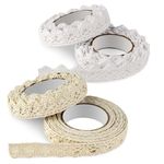 Vintage Lace Ribbon White Lace Tape Fabric Lace Ribbon Beige Decorative Ribbon Lace for Wedding Sewing Gift Wrapping DIY Crafts Hair Bow Making Scrapbooking Gift Box Decorations (1.6mm Unilateral)