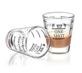 Shot Glasses Measuring Cup Espresso Shot Glass Liquid Heavy Glass Wine Glass 2 Pack 26-Incremental Measurement 1oz, 6 TSP, 2 TBS, 30ml (2 PACK-45ml)