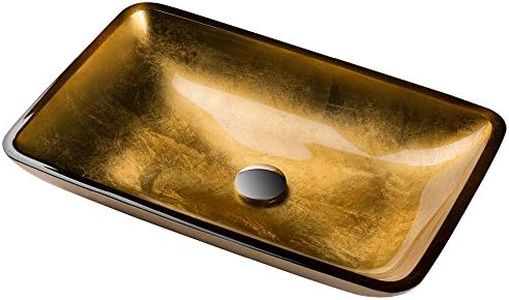 Kraus GVR-210-RE Golden Pearl Rectangular Glass Vessel Bathroom Sink