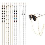 6 Pcs Eyeglass Chain, Beaded Glasses Chain for Women Men, Colorful Sunglasses Strap Glasses Strap Holder Around Neck Adjustable Glasses Holder for Sunglass and Eyeglass