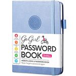 GoGirl Password Book with Alphabetical tabs – Internet Address & Password Keeper Logbook for Password Organization, Journal Notebook for Saving Website Logins. Small Size 11 x 14.5cm - Light Blue