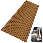 EVA Foam Boat Flooring Sheet Bevel Edge Marine Faux Teak Decking Carpet for Yacht Floor,94.5"x35.4" Non Skid and Simple Installation (Light Brown -Black)