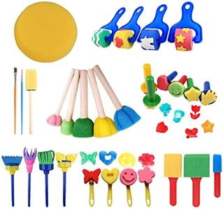 Generic 30 Pcs Painting Brushes Set Early Learning Kids Sponge Paint Brush Washable Flower Craft Painting Shapes Stamps Painting Drawing Tools for Kids Toddlers DIY Gifts