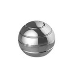 PUTOWUT Kinetic Desk Toys Kinetic Optical Illusion Balls Toy Medium Desktop Spherical Rotating Gyroscope Desktop Decompression Toy Illusion Metal Fidget Spinning Ball Stress Relief Spinner (Grey)