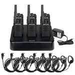 Retevis RT68 Walkie Talkies Rechargeable, 2 Way Radios Long Range, 16CH FRS Two Way Radios for Adults Long Range with Earpieces (6 Pack) with 6 Way Multi Unit Charger for Adults School Church