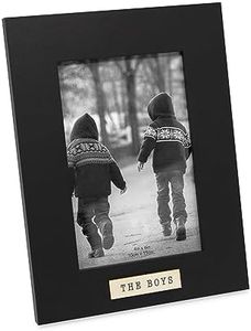 Isaac Jacobs 4x6 Wood Sentiments The Boys Picture Frame, Vertical Keepsake Photo Frame with Easel and a Hanging Tabs for Tabletop, Desktop & Wall Display, (Black 4x6)