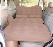 SAYGOGO Inflatable Car Air Mattress Travel Bed - Thickened Car Camping Bed Sleeping Pad with Car Air Pump 2 Pillows for Car Tent SUV Sedan Pickup Back Seat - Beige