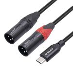 HUALEU USB C to Dual XLR Male Audio Cable,USB C to 2 XLR Male Stereo Power Amplifier Cable,Mobile Phone USB c Connection Active Speaker, Power Amplifier Audio Cable-3.3FT