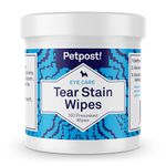 Petpost | Tear Stain Remover Wipes - Presoaked Cotton Pads - Best Natural Eye Crust Treatment for White Fur - Maltese Angels Approved - Chemical and Bleach Free 100 ct