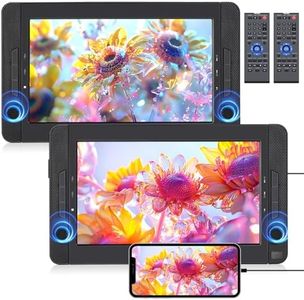 NAVISKAUTO 10.5��” Dual Car DVD Players with HDMI Input, Play a Same or Two Different Movies, Portable DVD Player for Car with 5 Hours Playback Time, Two Mounting Bracket, Region Free, Last Memory