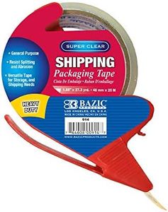 BAZIC Products Super Clear Heavy Duty Packing Tape w/Dispenser 1.88" x 27.3 Yards, Shipping Mailing Moving Sealing Tapes, 1-Pack