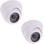 BW 2pcs Dummy Fake Surveillance Security CCTV Dome Camera With LED Blinking Real imitation White