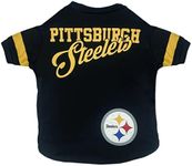 NFL Pittsburgh Steelers T-Shirt for Dogs & Cats, Small. Football Dog Shirt for NFL Team Fans. New & Updated Fashionable Stripe Design, Durable & Cute Sports PET TEE Shirt Outfit