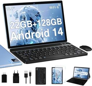 Biegedy Tablet 10 Inch Android 14 Octa-Core 2.0 GHz, 22GB RAM + 128GB ROM (1TB TF) 5G/2.4G WiFi 6, Widevine L1 / GMS/Metal Cover / BT5.0 / 8000mAh / 5+8MP, Tablet with Keyboard and Mouse - Blue