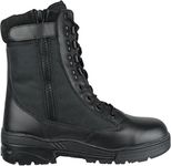 Savage Island Black Leather Army Patrol Combat Boots Side Zip Tactical Cadet Security Military (5 UK)