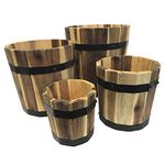 Avera Products | Cylinder Wood Barrel Planters, Set of 4-6", 8", 10", 12" Plant Pots