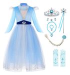 ReliBeauty Frozen Princess Costume Dress Up for Girls Cosplay Christmas Party with Accessories,10Y/140