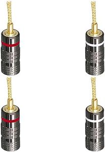 tunghey 4Pack Flex Pin Banana Plugs for Speaker Wire, 24K Gold Plated for Spring-Loaded Speaker Banana Jack Terminals,Speaker Connector Pin Plug Type