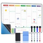 POPRUN Weekly Planner Whiteboard A3 Family Calendar for Wall & Fridge, Self Adhesive White Board Calendar Planner, Family Schedule Planner with Time Slots, Weekly Meal Planner Board Wipeable- 42x28 cm