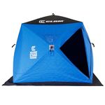 CLAM 14477 C-560 4 Person 7.5 Foot Lightweight Portable Pop Up Ice Fishing Angler Thermal Hub Shelter Tent with Anchors, Tie Ropes, and Carrying Bag