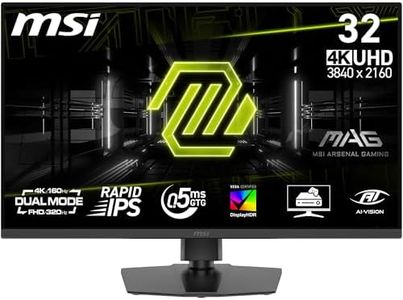 MSI MAG 322URDF E16 32' 4K UHD (3840 x 2160) IPS Gaming Monitor, Dual-Mode (UHD160Hz & FHD 320Hz), 0.5ms GTG, Eye Care, Tilt & Height Adjustable, HDR 400, AI Vision, HDMI 2.1 & DP 1.4a, Black