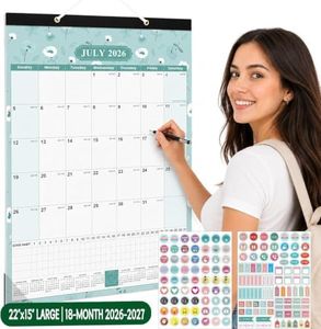 Large Wall Calendar 2026-2027, 18 Months Academic Calendar, July. 2026 - Dec 2027, 14'' × 11'', Monthly Wall Hanging Calendar with Habbit Tracker, Thick Paper and Black Backing Card for Office Home Floral