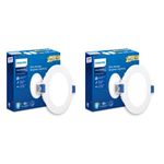 Philips Astra Glow 5-watt Round LED Downlighter | Recessed LED Downlight for False Ceiling | LED Ceiling Light for Home and Hall | Cut Out: 3 inch, Cool Day Light, Pack of 2