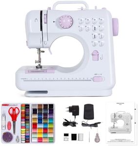 Todeco Machine à coudre portable avec tiroir, Machine à Coudre Débutant avec 12 programmes de couture, avec Kit Couture et pédales, Violet