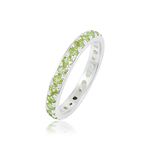 Ravishing Impressions Peridot Gemstone 925 Sterling Silver Eternity Band Ring In Pave Setting Fine Jewellery Unisex Adult