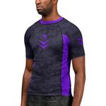 Hayabusa Ranked BJJ Rash Guards for Men Short Sleeve - Purple, X-Small