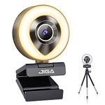 JIGA 1080P Webcam with Microphone and Ring Light, Web Camera Plug and Play Streaming Webcam HD USB Advanced Auto-Focus Adjustable Brightness Privacy Protection for PC Desktop, Laptop, Mac, Gaming