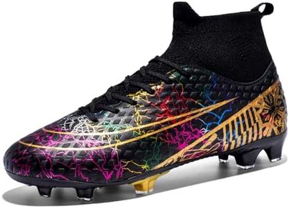 VTASQ Zapatos de Fútbol Hombre Spike Aire Libre Profesionales Training Alta Botas de Fútbol Atletismo Zapatillas de Deporte Entrenamiento Negro EU 40