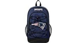 New England Patriots 6 Pocket Bungee Backpack – Breathable Padded Back Panel Book Bag – Holds Water Bottles, Books,Umbrella, Laptop, Tablet, Notebooks and More - Officially Licensed NFL Fan Gear, Navy