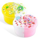 LAWOHO 2 Pcs Butter Slime Kit, Two-Tone Ice Cream Slime for Kids, Soft & Non-Stick Butter Slime Kit, Kids Party Favor, Birthday Christmas New Year Easter Gifts Kids Slime for Girls and Boys(Dessert)