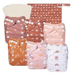 babygoal Newborn Cloth Diapers Pack of 13 for 5-12lbs Preemie Girl, Cloth Diaper Covers 6 Pack with 6pcs Inserts and Wet Bag, Reusable Washable & Waterproof 6SFG04-SMB-IN